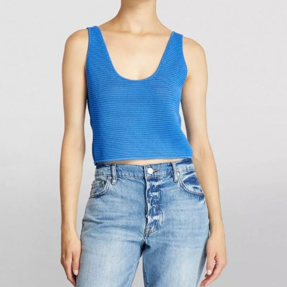 FRAME Crochet Sweater Tank (Blue) XS